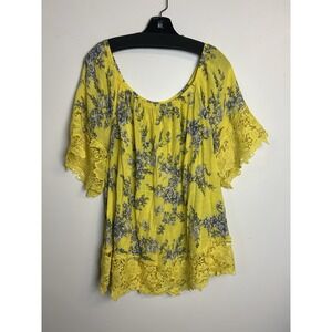 Unique Spectrum Blouse Women's Plus 3X Off The Shoulder Lace Boho 3/4 Sleeve Top